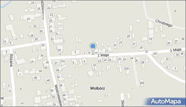 Wolbórz, 1 Maja, 11, mapa Wolbórz