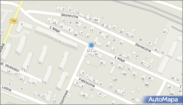 Wolbrom, 1 Maja, 22a, mapa Wolbrom