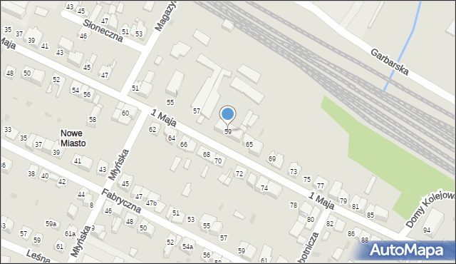 Wolbrom, 1 Maja, 59, mapa Wolbrom