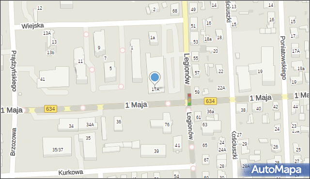 Wołomin, 1 Maja, 17A, mapa Wołomin