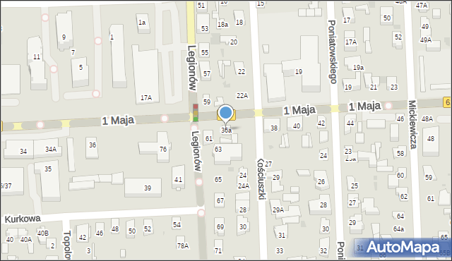 Wołomin, 1 Maja, 36a, mapa Wołomin