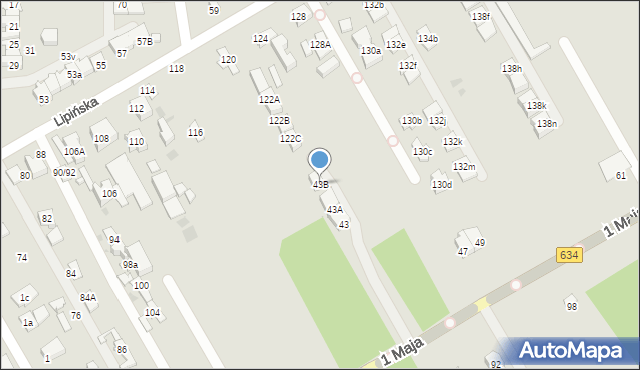 Wołomin, 1 Maja, 43B, mapa Wołomin