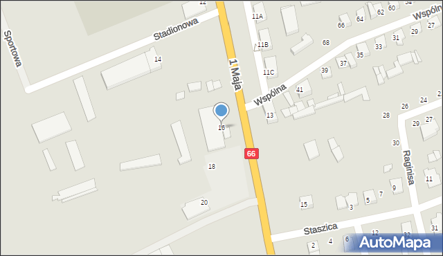 Wysokie Mazowieckie, 1 Maja, 16, mapa Wysokie Mazowieckie