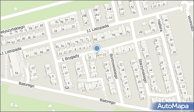 Ząbki, 1 Brygady, 17, mapa Ząbki