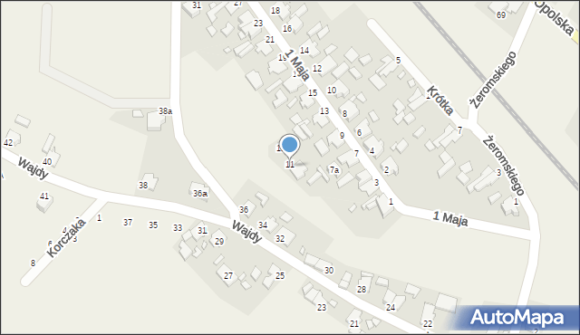 Żędowice, 1 Maja, 11, mapa Żędowice