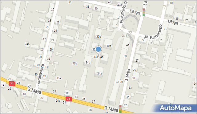 Zgierz, 1 Maja, 30a-34a, mapa Zgierz