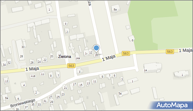 Zielona, 1 Maja, 10, mapa Zielona