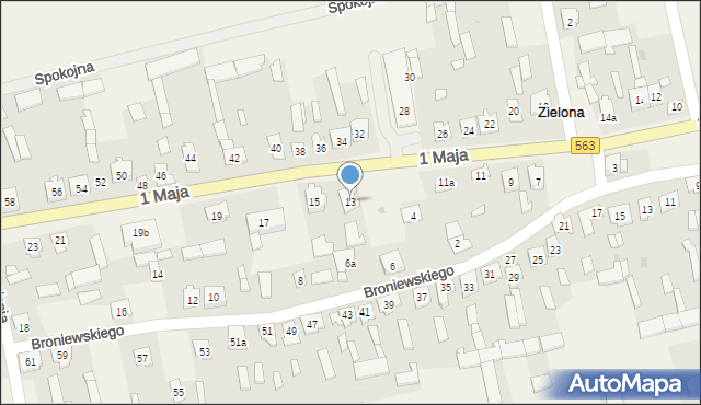 Zielona, 1 Maja, 13, mapa Zielona