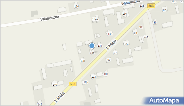 Zielona, 1 Maja, 136, mapa Zielona