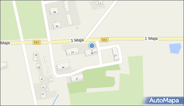 Zielona, 1 Maja, 1g, mapa Zielona