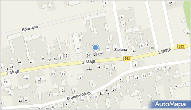 Zielona, 1 Maja, 24, mapa Zielona