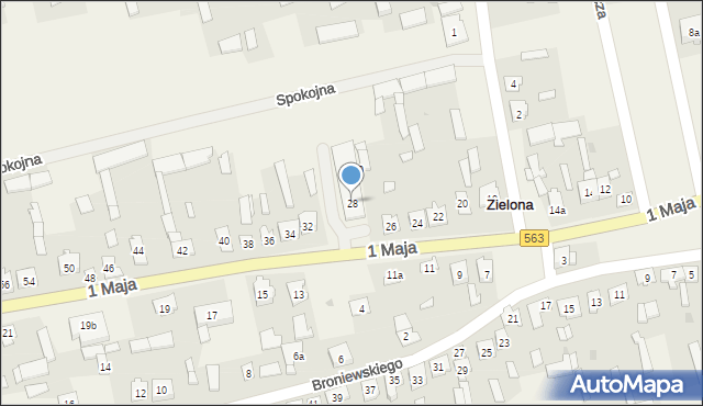 Zielona, 1 Maja, 28, mapa Zielona