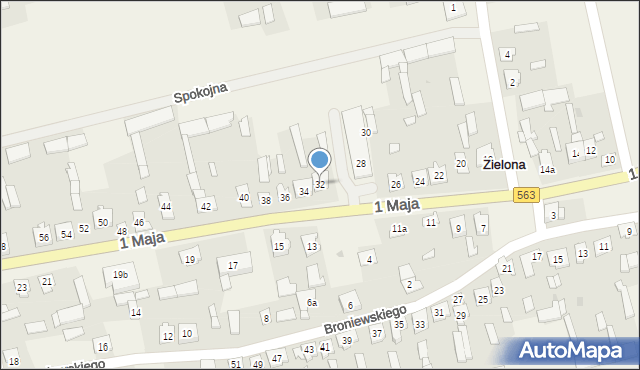 Zielona, 1 Maja, 32, mapa Zielona