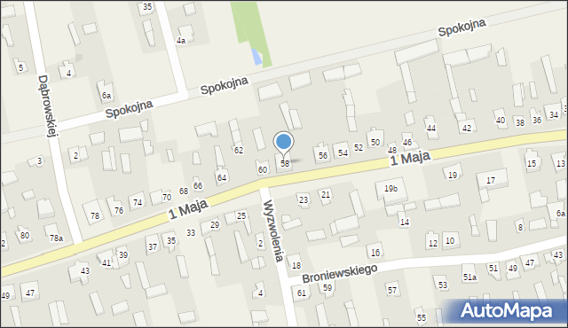 Zielona, 1 Maja, 58, mapa Zielona
