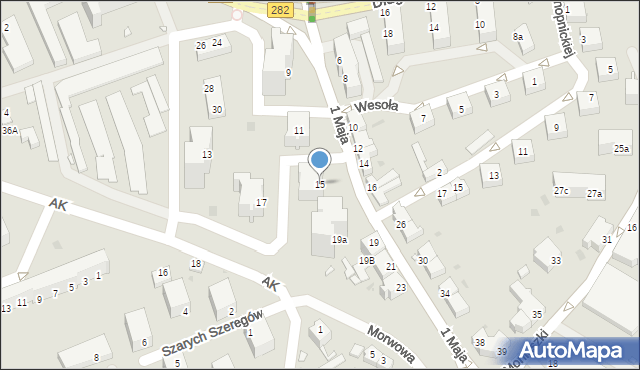 Zielona Góra, 1 Maja, 15, mapa Zielona Góra