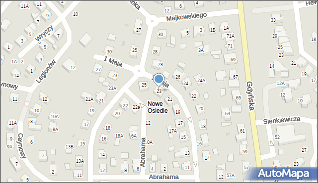 Żukowo, 1 Maja, 23, mapa Żukowo