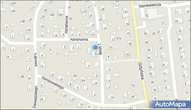 Żukowo, 1 Maja, 7, mapa Żukowo