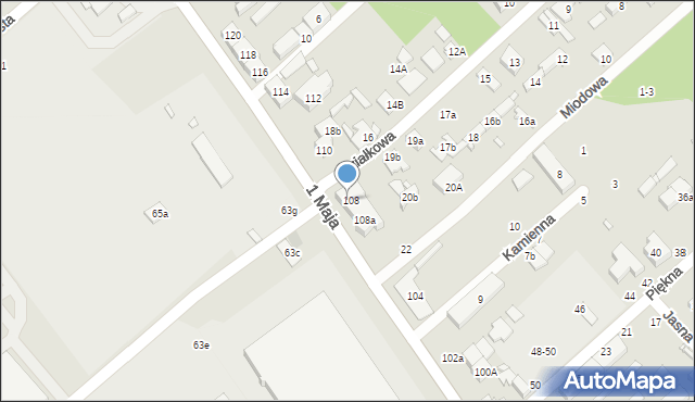 Żyrardów, 1 Maja, 108b, mapa Żyrardów