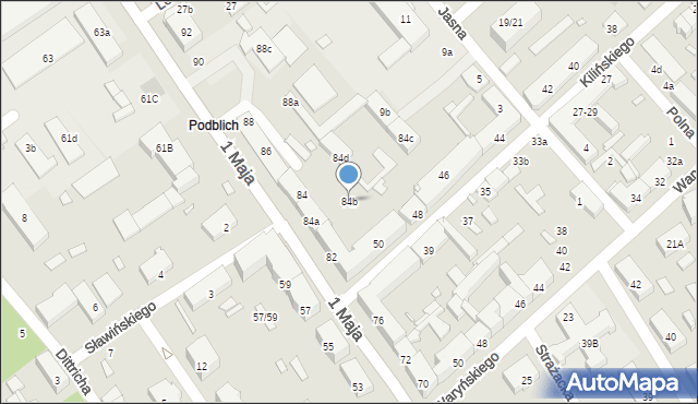 Żyrardów, 1 Maja, 84b, mapa Żyrardów