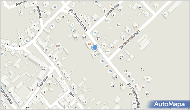 Kórnik, 20 Października, 22, mapa Kórnik