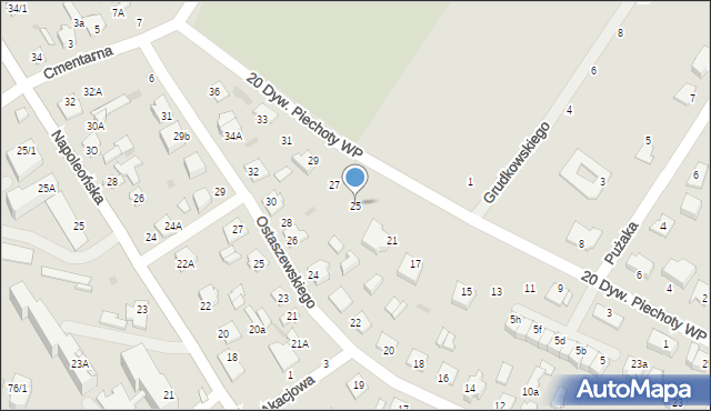 Mława, 20 Dywizji Piechoty Wojska Polskiego, 25, mapa Mława