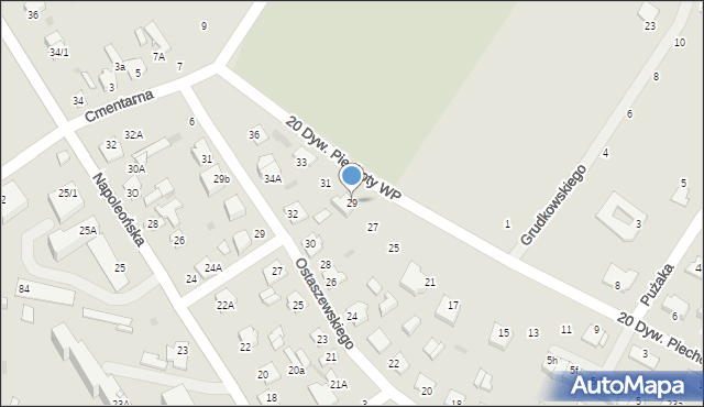 Mława, 20 Dywizji Piechoty Wojska Polskiego, 29, mapa Mława