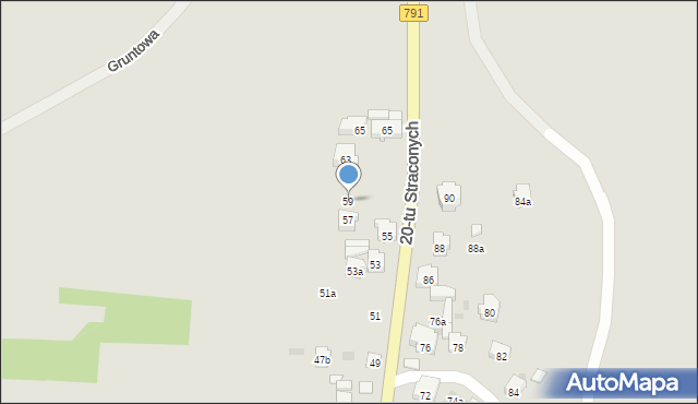 Olkusz, 20-tu Straconych, 59, mapa Olkusz