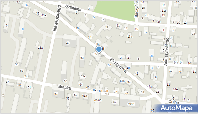 Pabianice, 20 Stycznia, 55A, mapa Pabianic