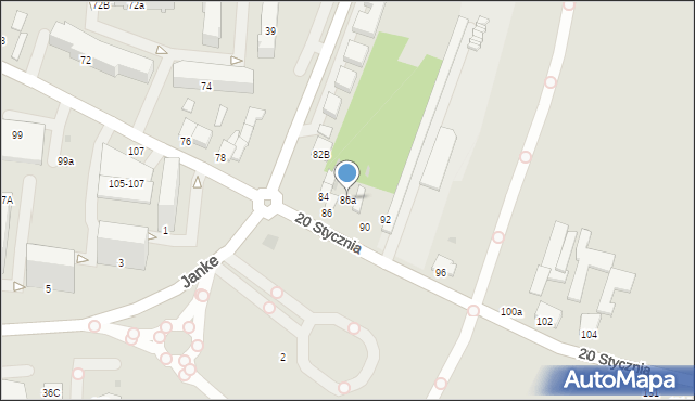 Pabianice, 20 Stycznia, 86a, mapa Pabianic