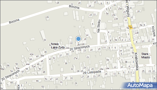 Wolbrom, 20 Straconych, 20, mapa Wolbrom