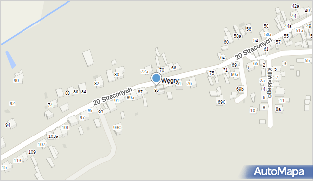 Wolbrom, 20 Straconych, 85, mapa Wolbrom