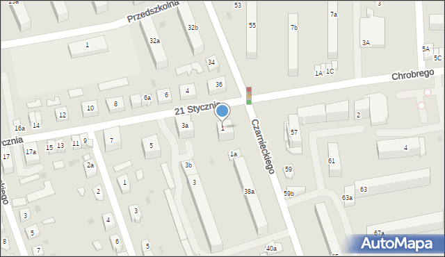 Ostróda, 21 Stycznia, 1, mapa Ostróda