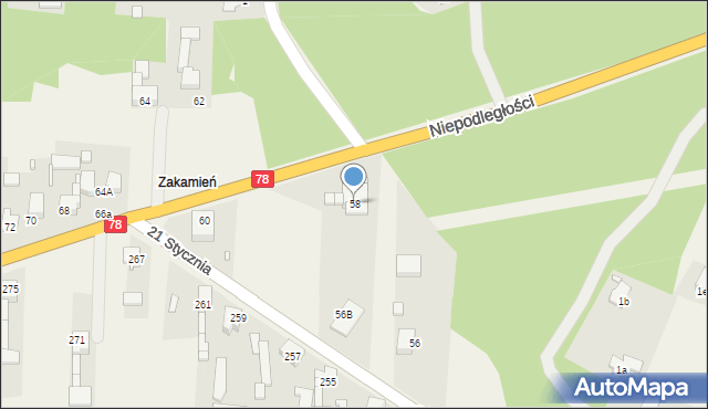 Przeczyce, 21 Stycznia, 58, mapa Przeczyce