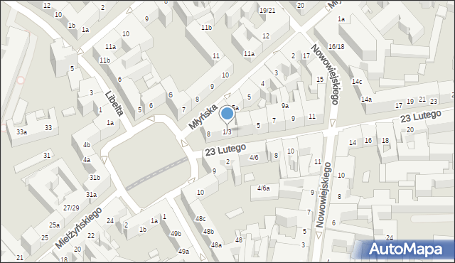 Poznań, 23 Lutego, 1/3, mapa Poznania