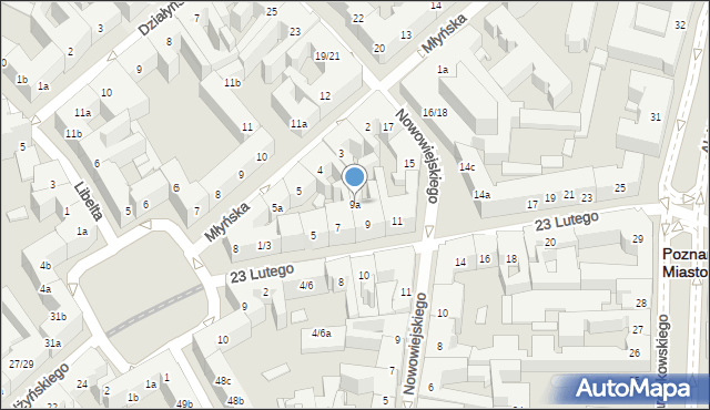 Poznań, 23 Lutego, 9a, mapa Poznania