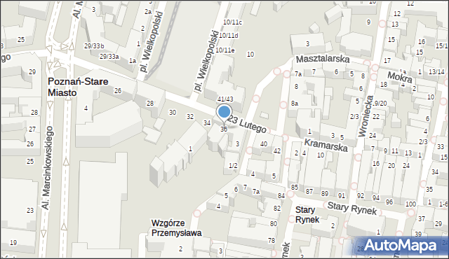 Poznań, 23 Lutego, 36, mapa Poznania