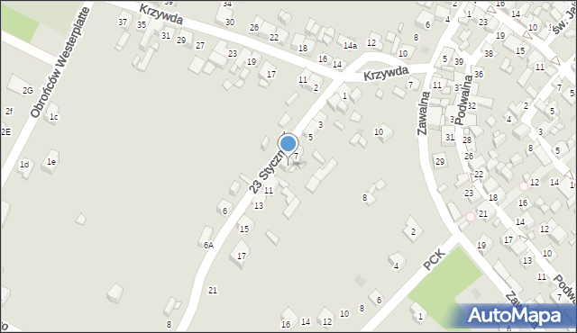 Sławków, 23 Stycznia, 9, mapa Sławków
