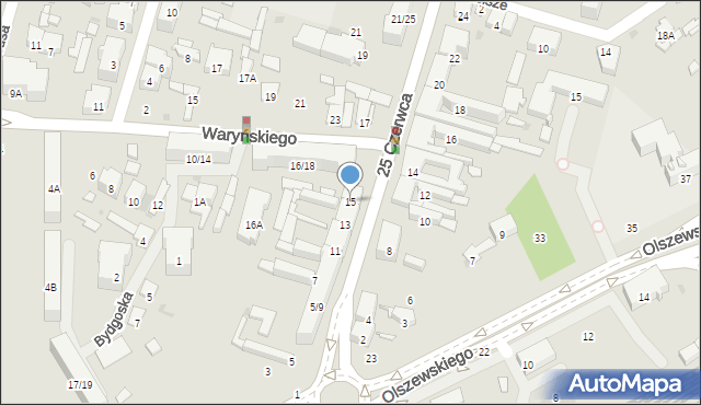 Radom, 25 Czerwca, 15, mapa Radomia