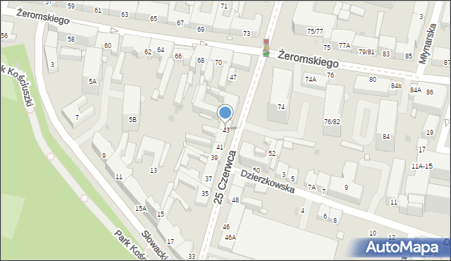 Radom, 25 Czerwca, 43, mapa Radomia