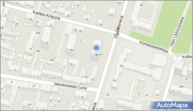 Radom, 25 Czerwca, 59, mapa Radomia