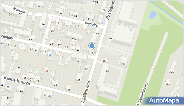 Radom, 25 Czerwca, 69, mapa Radomia