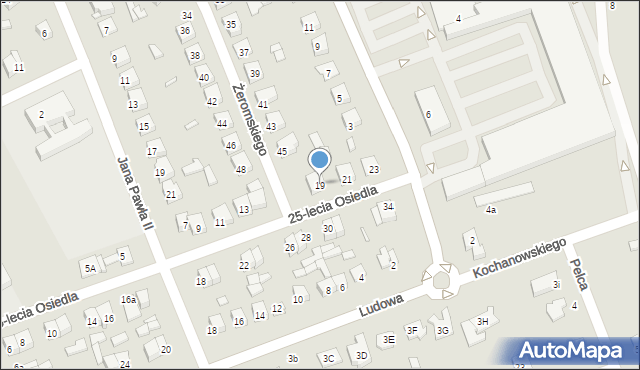 Wysokie Mazowieckie, 25-lecia Osiedla, 19, mapa Wysokie Mazowieckie