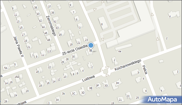 Wysokie Mazowieckie, 25-lecia Osiedla, 36, mapa Wysokie Mazowieckie
