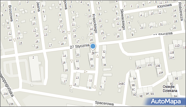 Czeladź, 27 Stycznia, 26, mapa Czeladź