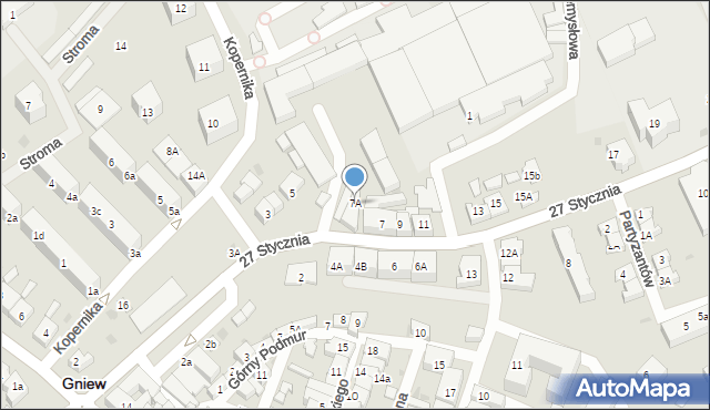 Gniew, 27 Stycznia, 7A, mapa Gniew