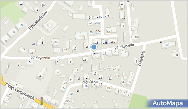 Sosnowiec, 27 Stycznia, 15, mapa Sosnowca