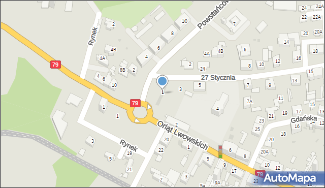 Sosnowiec, 27 Stycznia, 1b, mapa Sosnowca