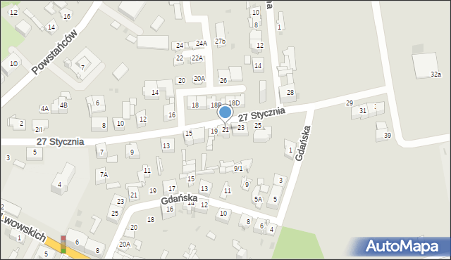 Sosnowiec, 27 Stycznia, 21, mapa Sosnowca