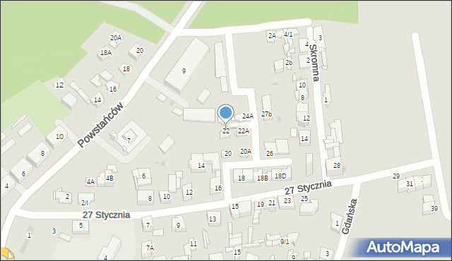 Sosnowiec, 27 Stycznia, 22, mapa Sosnowca