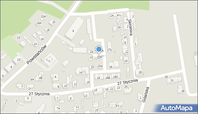 Sosnowiec, 27 Stycznia, 22A, mapa Sosnowca